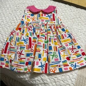 Colorful Kids Dress with Pink Collar